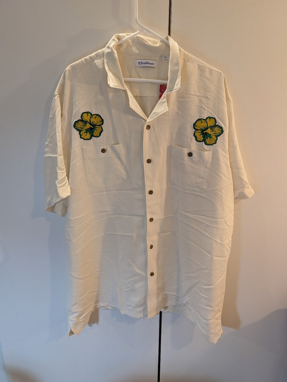 Caribbean Cream Short Sleeve  Tropical Hawaiian Camp Shirt Size XXL NWT